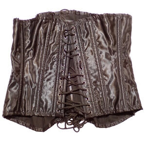 Burleska Black Corset Size 32 Lace Up Gothic Steampunk Zipper Waist Cincher EUC